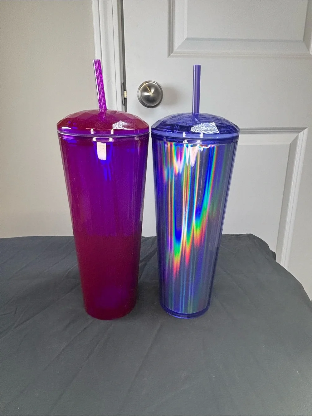 Starbucks Dome Lid Iridescent‎ Purple & Blue Cold Cup Tumbler Set Venti NWT Rare